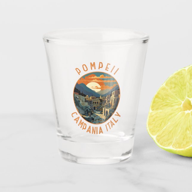 Verre A Shot Pompeii Campanie Italie Cercle en détresse rétro (Devant)