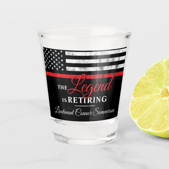Verre A Shot Pompier à la retraite pompier Ligne rouge (Devant)
