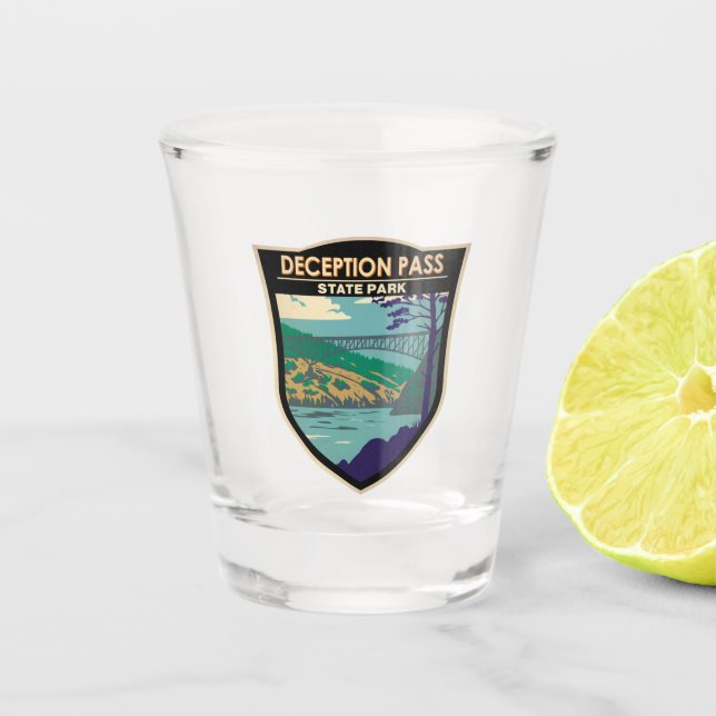 Verre A Shot Pont d'état du parc Deception Pass Badge de Washin (Devant)
