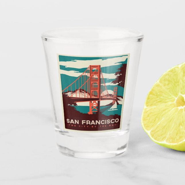 Verre A Shot Pont d'or de style Vintage San Francisco  (Devant)