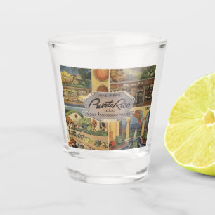 Verre A Shot Porto Rico Souvenir années 1950 Vintage inspiré