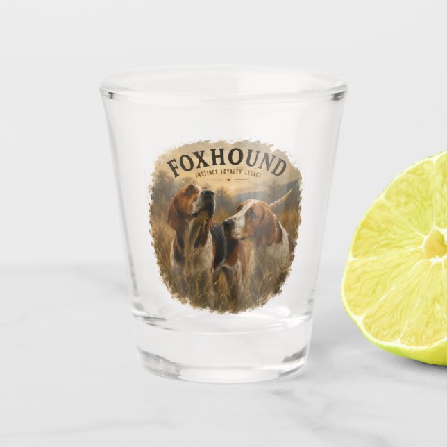 Verre A Shot Portrait de Foxhound – Noble Chien de Chasse (Devant)