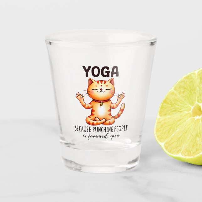 Verre A Shot Pose de Yoga de chat - Drôle Yoga (Devant)