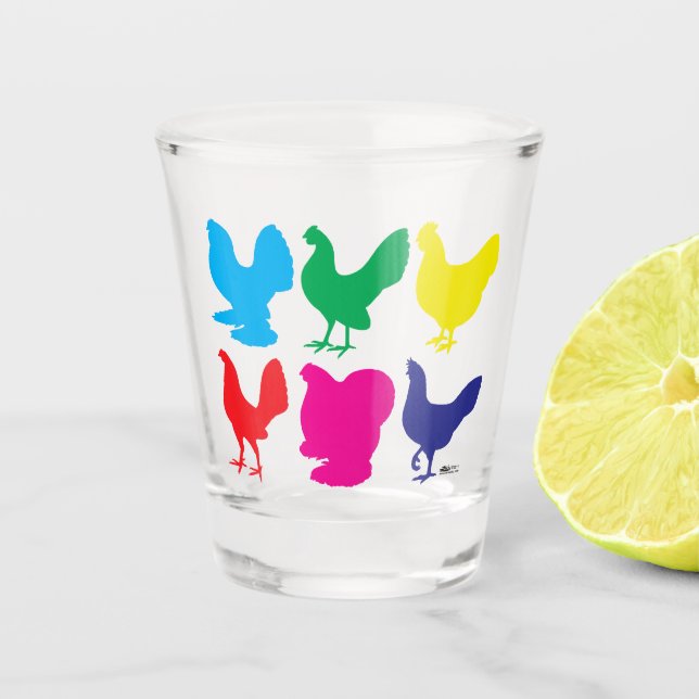 Verre A Shot Poules colorées (Devant)