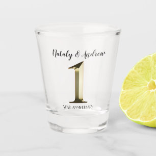 Verre A Shot Premier mariage d'or métallique