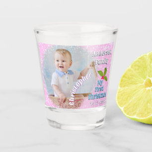 Verre A Shot Première photo de bébé à Noël Flocons de neige Ros
