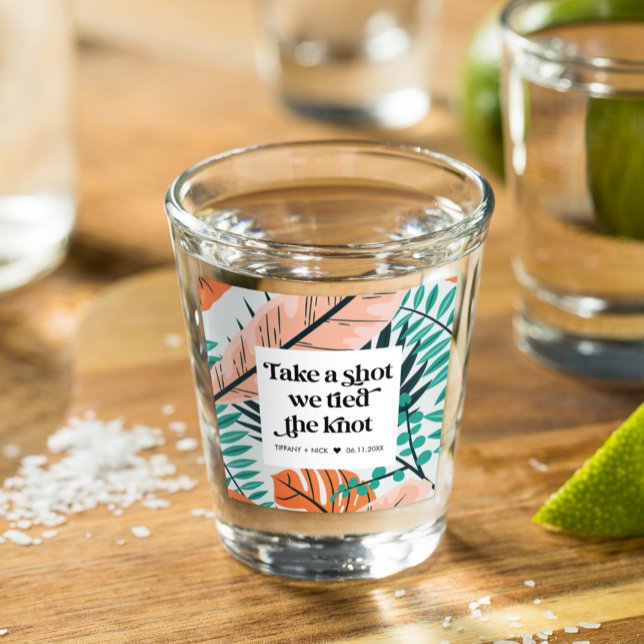 Verre A Shot Prendre un coup Tropical Beach Mariage Favor (Take a Shot Tropical Beach Wedding Favor Shot Glass)