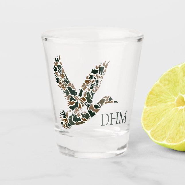 Verre A Shot Preppy Camouflage Mallard Duck Monogram (Devant)