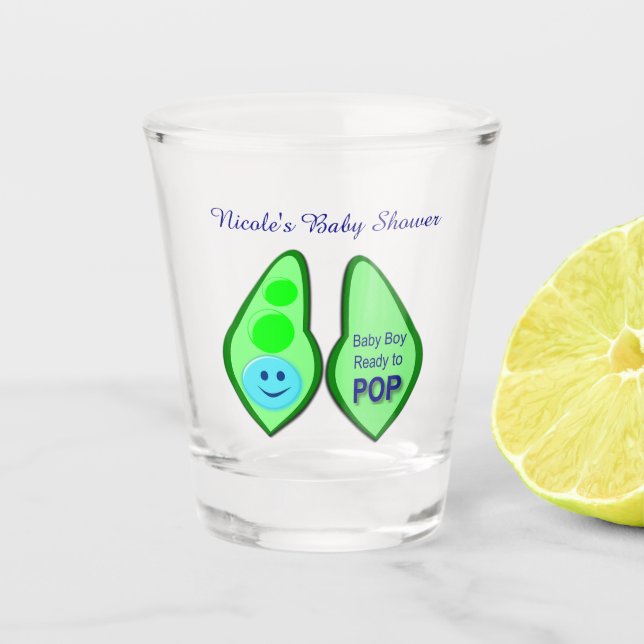 Verre A Shot Prêt à faire Pop Baby Boy Blue Pea Baby shower Per (Devant)