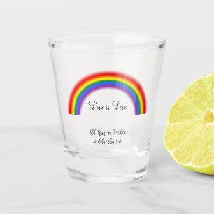 Verre A Shot Pride Arc-en-ciel avec texte personnalisé L'amour