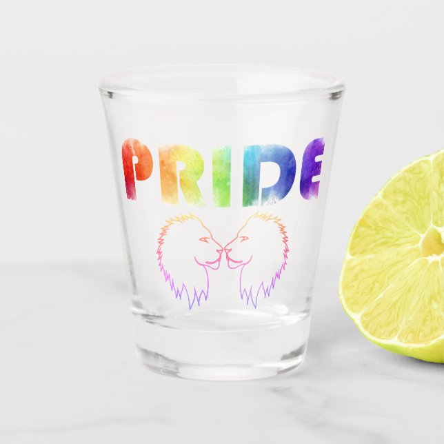 Verre A Shot Pride Rainbow Lion Outline Transparent (Devant)