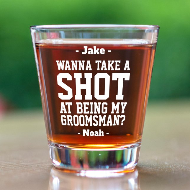 Verre A Shot Proposition de Groomsman Mariage de typographie bl (Créateur téléchargé)