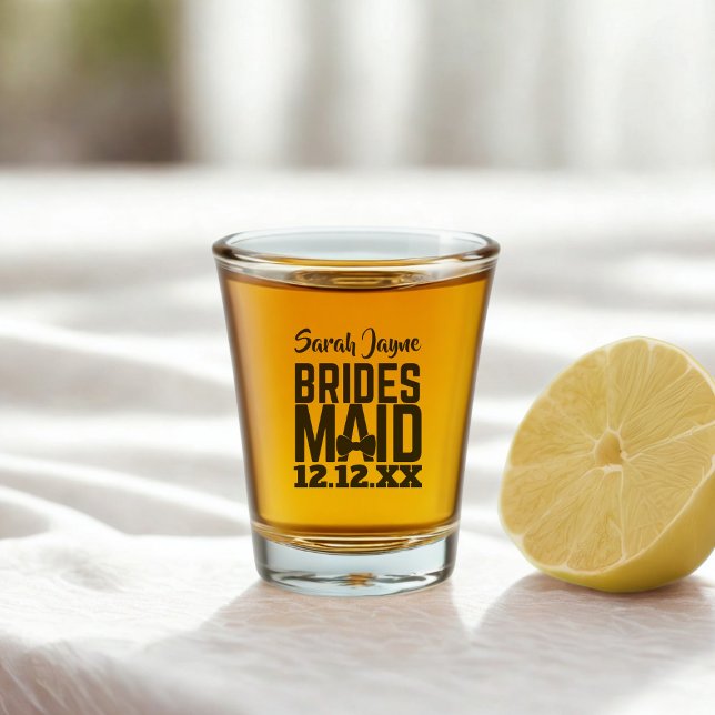 Verre A Shot Proposition du mariage Bridesmaid Favoriser (For your Bridesmaid. A cute shot glass with space for her name and your wedding date)