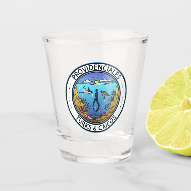 Verre A Shot Providenciales Turks and Caicos Badge de plongée (Devant)
