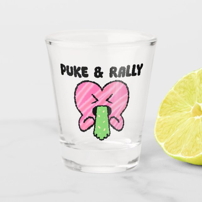 Verre à shot Puke & Rally – Édition Cœur Rose (Devant)