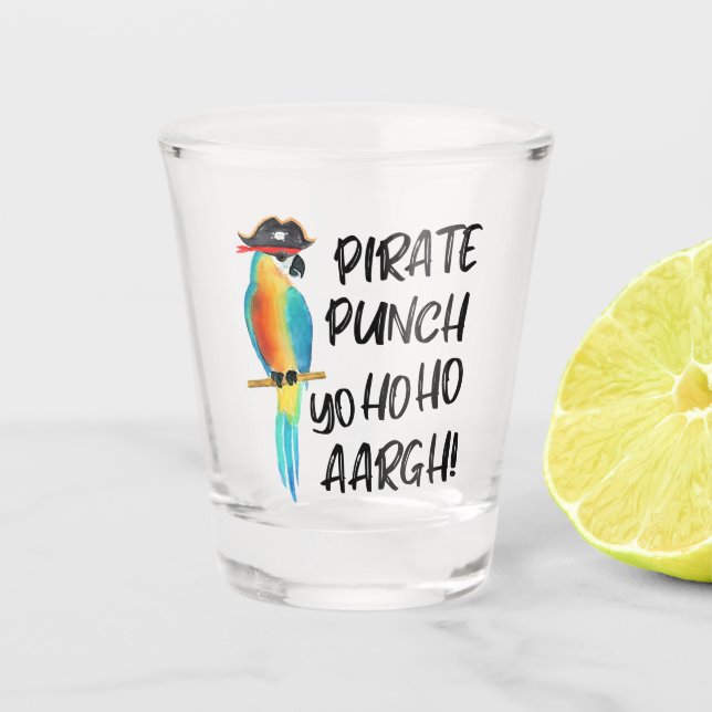 Verre A Shot Punch de Pirate Perroquet Tropical Drôle (Devant)