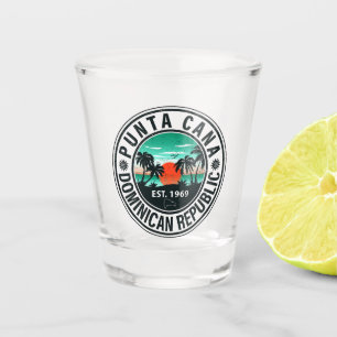 Verre A Shot Punta Cana Dominicaine Palm Tree Retro Sunset 60s