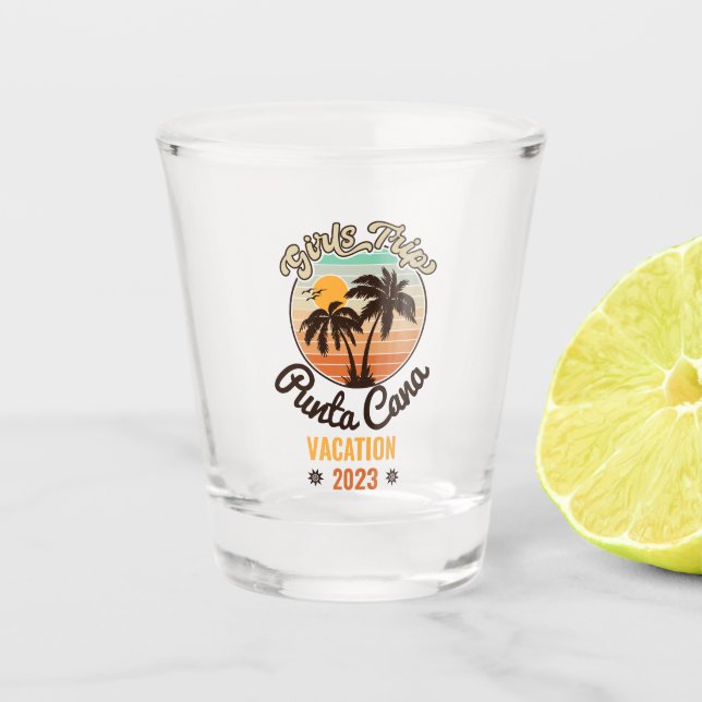 Verre A Shot Punta Cana personnalise Vacation 2023 Retro 60s (Devant)
