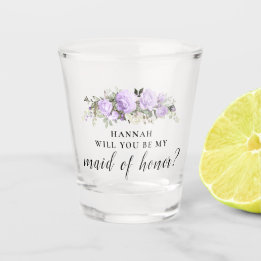 Verre A Shot Purple Floral Maid of Honor Proposition