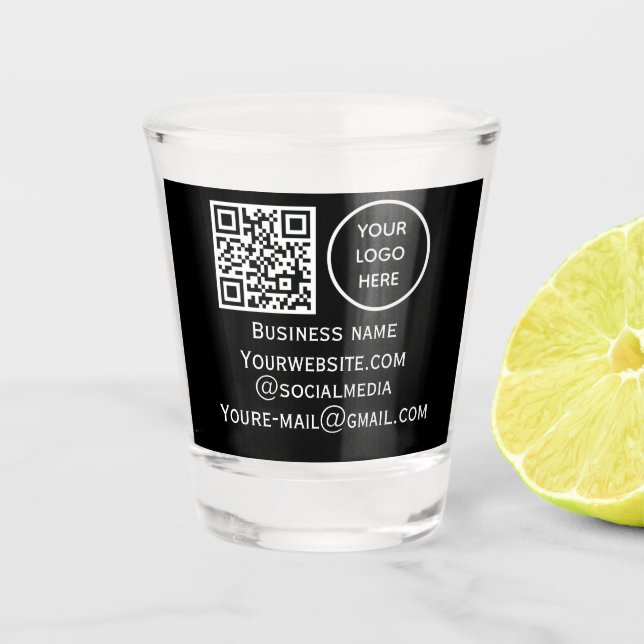 Verre A Shot QR Code Business Logo Professionnel Noir Moderne (Devant)