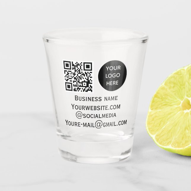 Verre A Shot QR Code Business Logo Professionnel Noir Moderne (Devant)