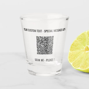 Verre A Shot QR Code Scan Info Couleurs de texte personnalisées