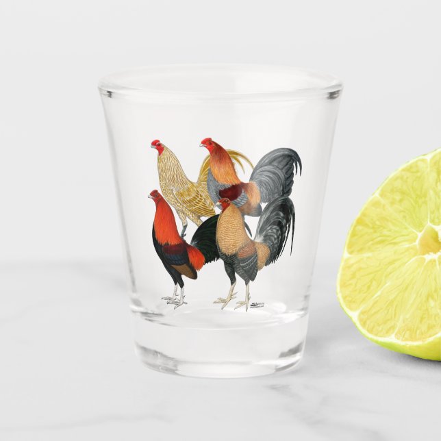 Verre A Shot Quatre gamecocks (Devant)