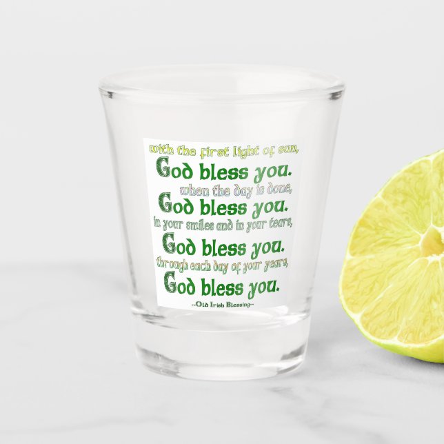 Verre A Shot Que Dieu vous bénisse Irish Blessing (Devant)