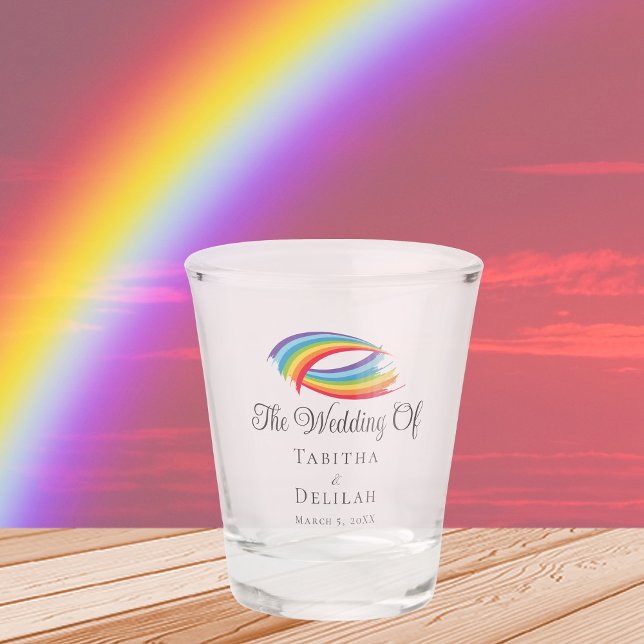 Verre A Shot Rainbow Waves beau Mariage LGBT personnalisé (Créateur téléchargé)