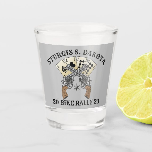 Verre A Shot Rallye Vélo Sturgis 2023 Armes Croisées (Devant)