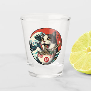 Verre A Shot Ramen de chat Art japonais Style vintage