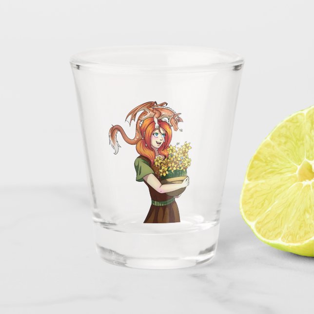 Verre A Shot Rassembler les fleurs avec un dragon (Devant)