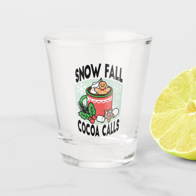 Verre A Shot Réchauffez-vous avec les appels de cacao de neige  (Devant)