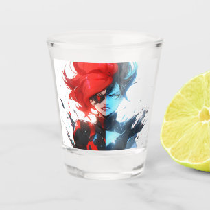 Verre A Shot Red Blue Fire Ice Comic Style Anime Girl