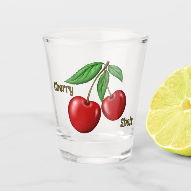 Verre A Shot Red Cherry Design Texte personnalisé (Devant)