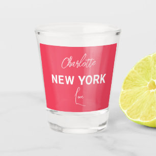Verre A Shot Red Modern Minimaliste New York Nom personnalisé