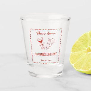 Verre A Shot Red Whimsical Frame That's Amore Italien Mariage