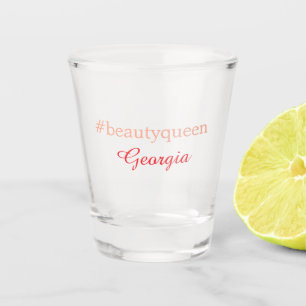 Verre A Shot reine de beautéhashtag rouge clair ajouter nom fil