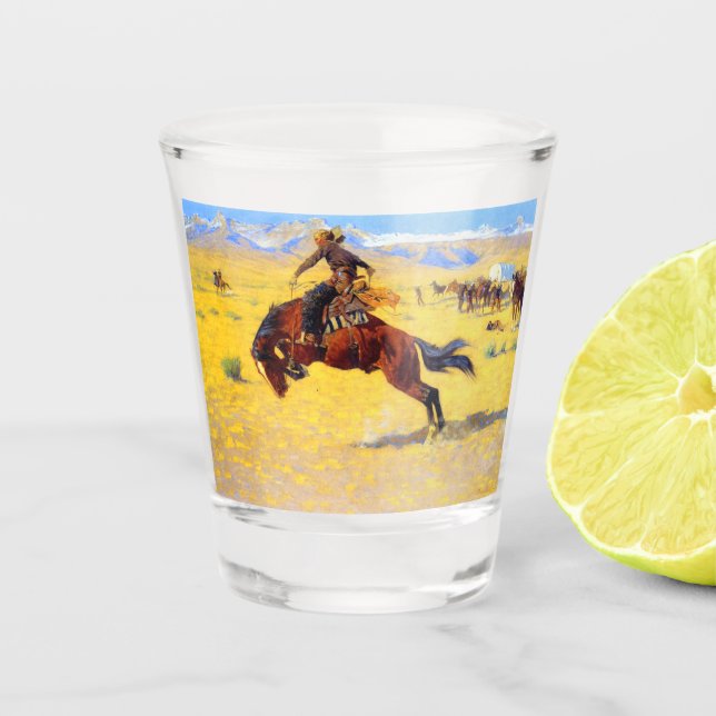 Verre A Shot Remington Old West Horse et Cowboy (Devant)