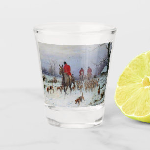 Verre A Shot Renard Chasse Cavaliers et Chiens Rentrent à la Ma
