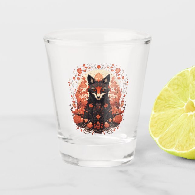 Verre A Shot Renard gothique et fleurs (Devant)