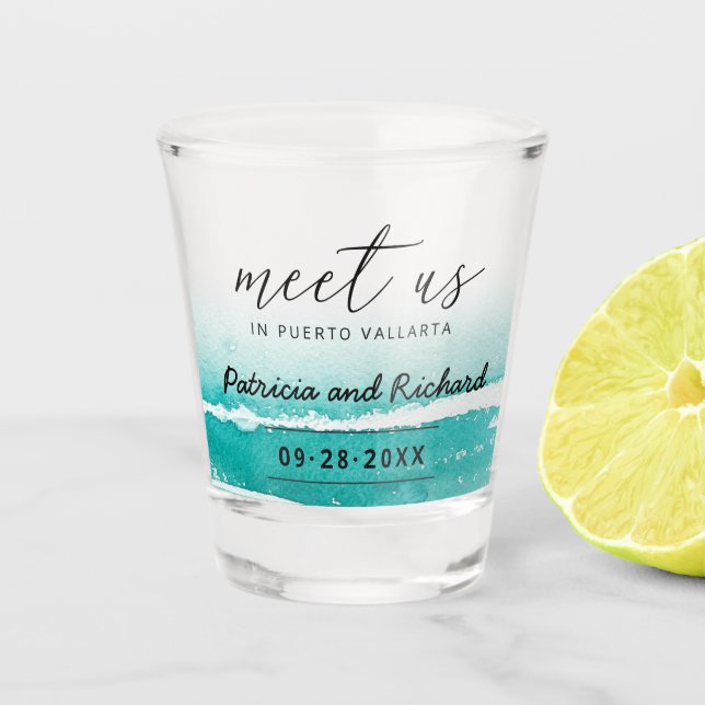 Verre A Shot Rencontrez-Nous Dans Mariage Destination Turquoise (Devant)