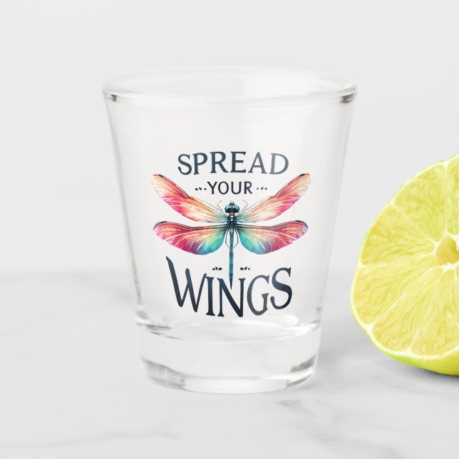 Verre A Shot Répandre vos ailes - libellule artistique (Devant)