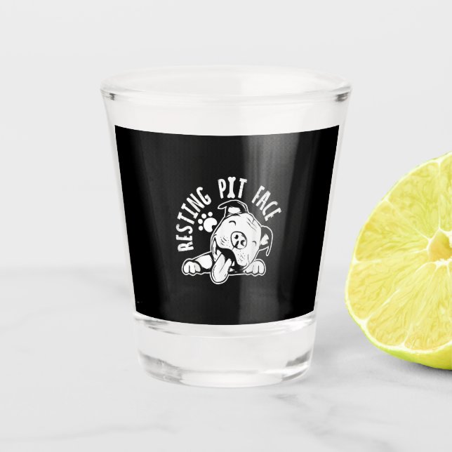 Verre A Shot Repose Pit Face Drôle Chien Pitbull Mème (Devant)