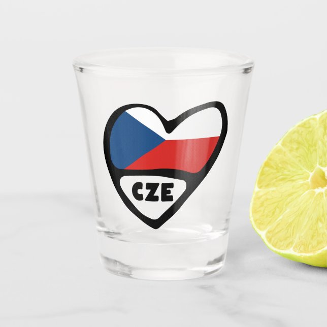 Verre A Shot République tchèque Code pays Coeur du drapeau, CZE (Devant)