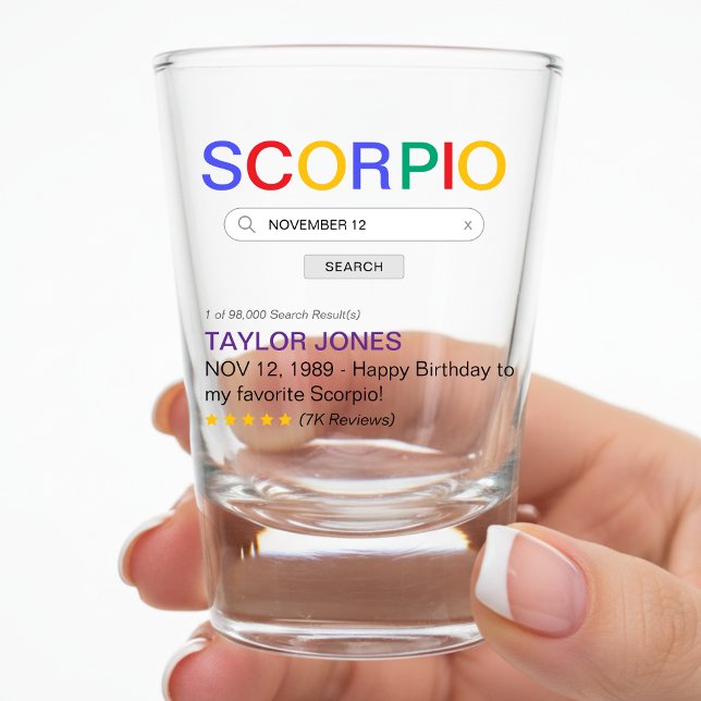 Verre A Shot Résultat de recherche de site Web d'astrologie du  (Scorpio Zodiac Sign Website Search Engine Result Shot Glass)