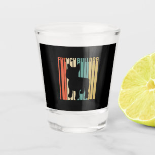 Verre A Shot Retro 1970s Chien Silhouette Français Chien-taurea