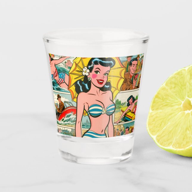 Verre A Shot Retro Bikini Girl Summer Comics (Devant)