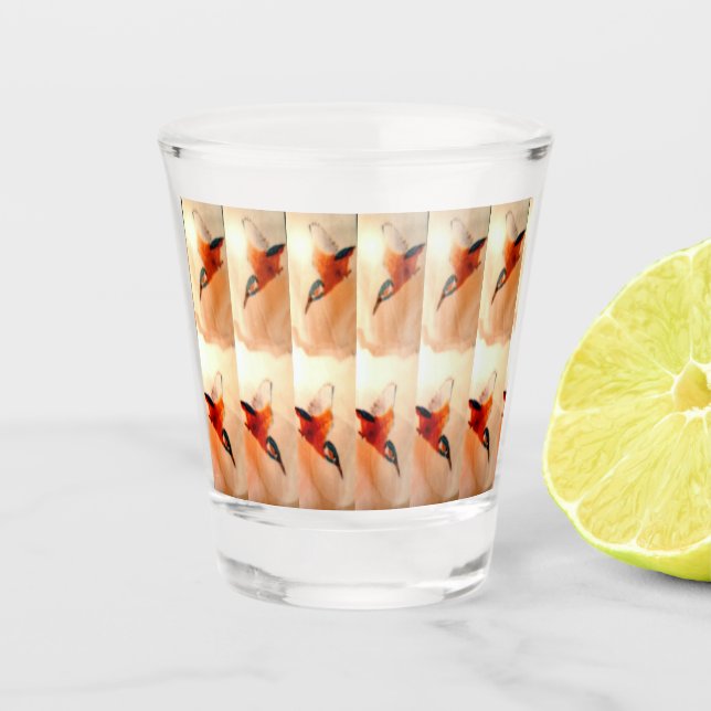 Verre A Shot Retro Bird Art Flying Kingfish (Devant)