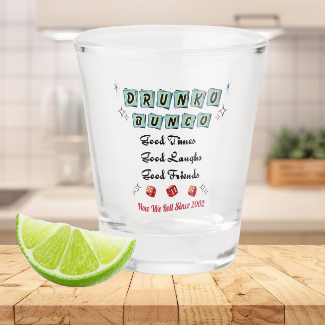 Verre A Shot Retro Drunko Bunco (Drunko Bunco Funny and Fun Gift for your favorite Bunco Players. Keep on rolling the dice. )